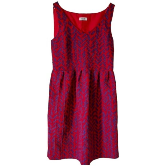 Moschino Sleeveless V-Neck Fit/Flare Dress - Red/Purple - 12 - Picture 1 of 12